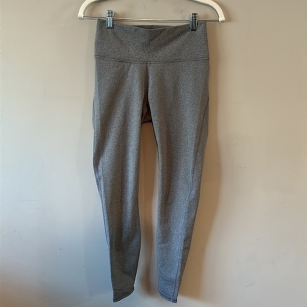 Fabletics Athletic Heathered Grey Stretch Activewear Leggings Inside Pockets EUC